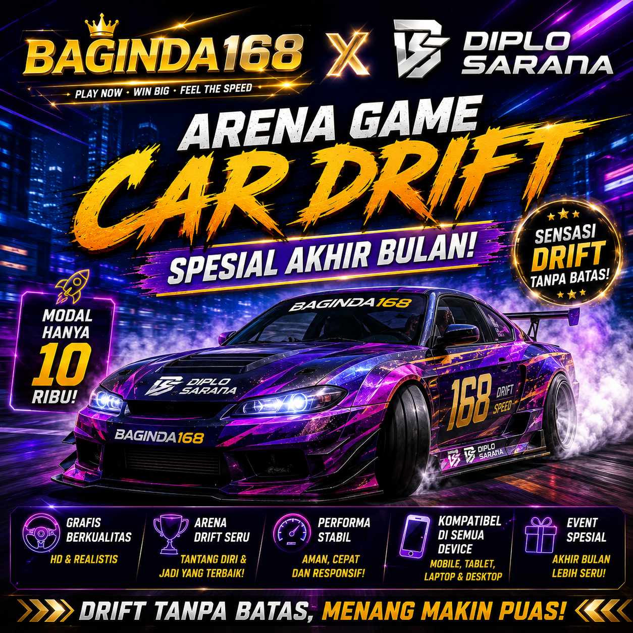 BAGINDA168 x Diplo Sarana Arena Game Car Drift Spesial Akhir Bulan!