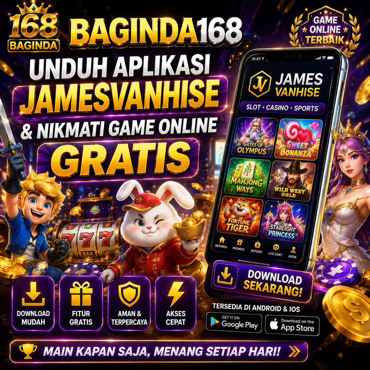 Thumbnail 1 of 3, Poster, BAGINDA168: Unduh Aplikasi JamesVanHise & Nikmati Game Online Gratis designed and sold by BAGINDA168.