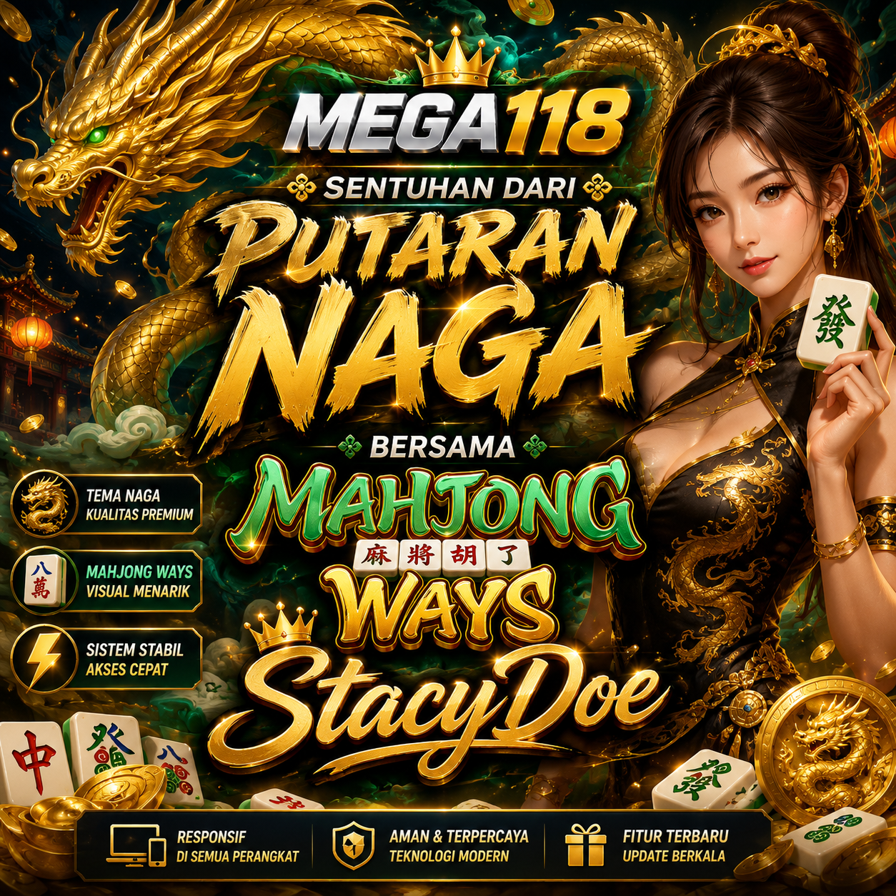 Thumbnail 1 of 3, Poster, MEGA118 Sentuhan Dari Putaran Naga Bersama Mahjong Ways StacyDoe designed and sold by MEGA118.