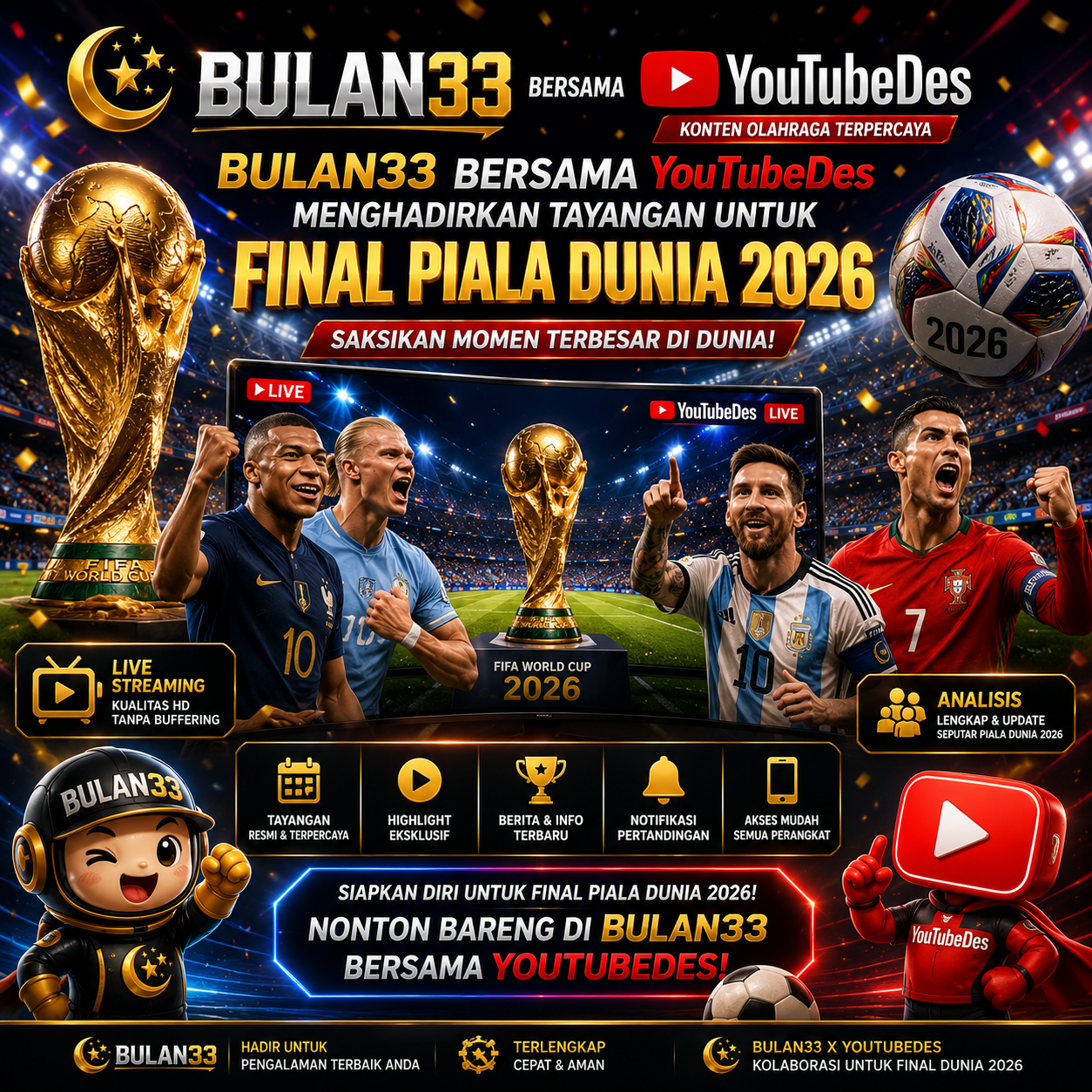 BULAN33 Bersama YouTubeDes Menghadirkan Tayangan Untuk Final Piala Dunia 2026