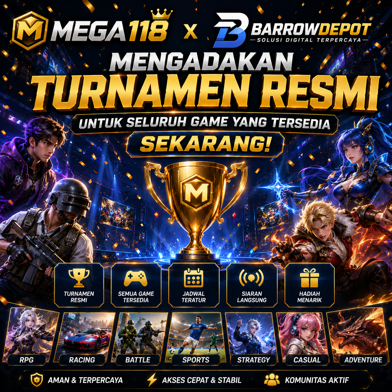 MEGA118 Bersama BarrowDepot Mengadakan Turnamen Resmi Untuk Seluruh Game Yang Tersedia Sekarang!