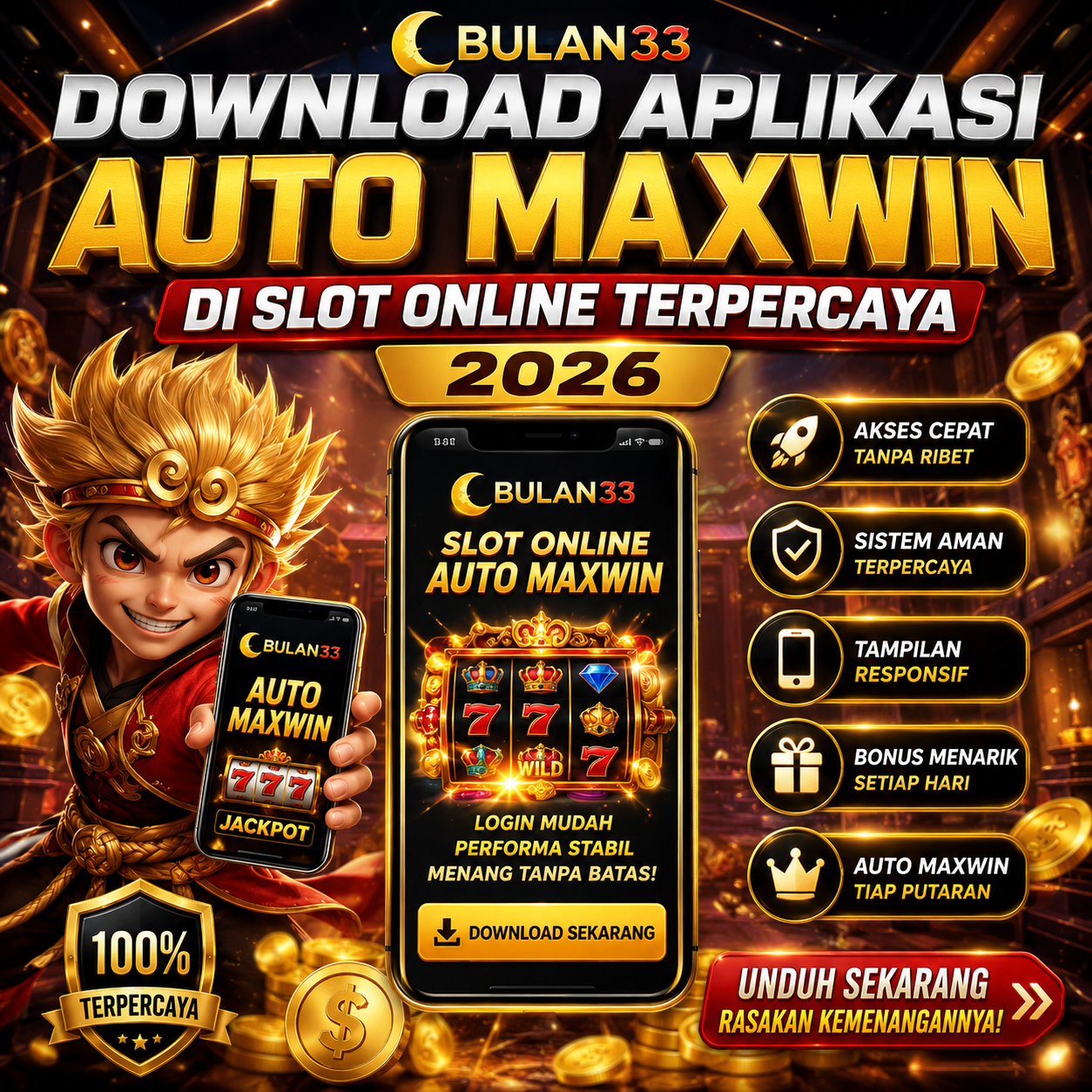 Thumbnail 1 of 3, Poster, BULAN33: Download Aplikasi Auto Maxwin Di Slot Online Terpercaya 2026 designed and sold by BULAN33.