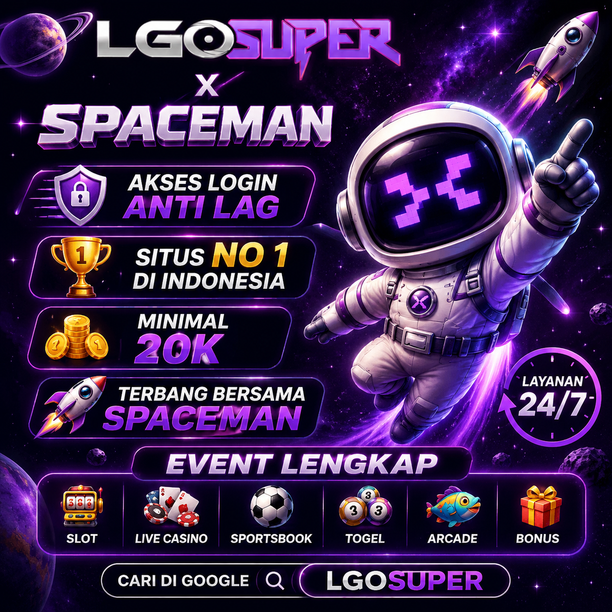 banner LGOSUPER — Kupas Cara Bermain Slot dan Spaceman dengan Akses Login Antilag