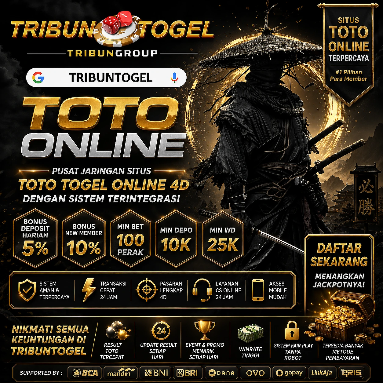 TRIBUNTOGEL Sistem Toto Togel Online 4D Terintegrasi
